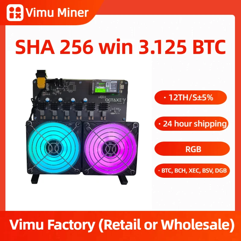 

Майнер для Bitcoin Solo Mining 12TH/s NerdOCTAXE γ Rev3.1, чип BM1370 ASIC, бесшумная работа, RGB-вентилятор, настраиваемое охлаждение, настольное устройство для майнинга