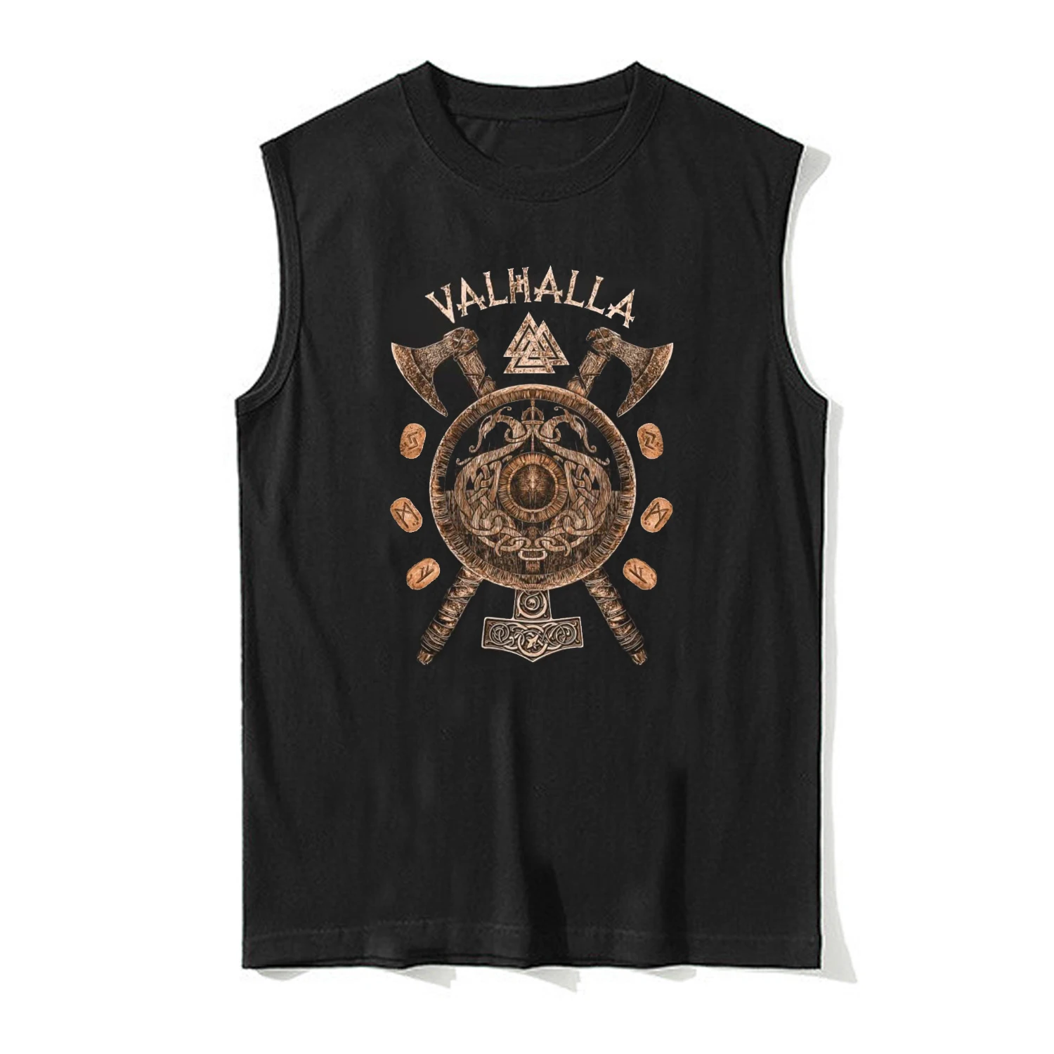 

Norse Ancient Alphabet Runes Valhalla Nordic Warrior Shield Axe Vests 100% Cotton O-Neck Casual Mens Tank Top Sleeveless T-shirt