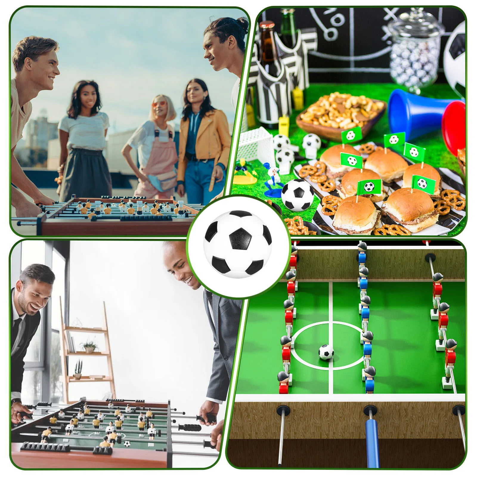 

6pcs Black White Mini Football Balls 32mm ABS Material Replacement for Sports Table Foosball Soccer Accessories
