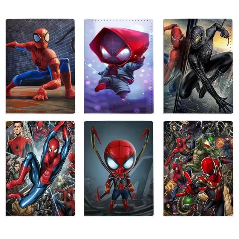 Disney-funda de piel sintética para pasaporte, accesorio de viaje de dibujos animados, Spiderman, para hombre y mujer