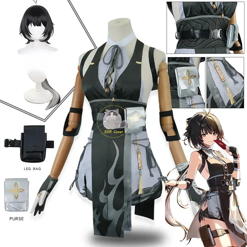 

Костюм для косплея Game Rover Wuthering Waves, униформа Rover для косплея, серьги, сумка, парик Rover, наряд для вечеринки на Хэллоуин, ролевая игра