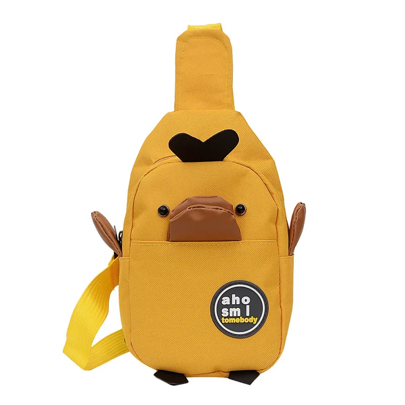 Funny Baby Crossbody Bags Cute Cartoon Duck Chest Bag for Kids Boy Girl Portable Solid Color Canvas Children Shoulder Bags