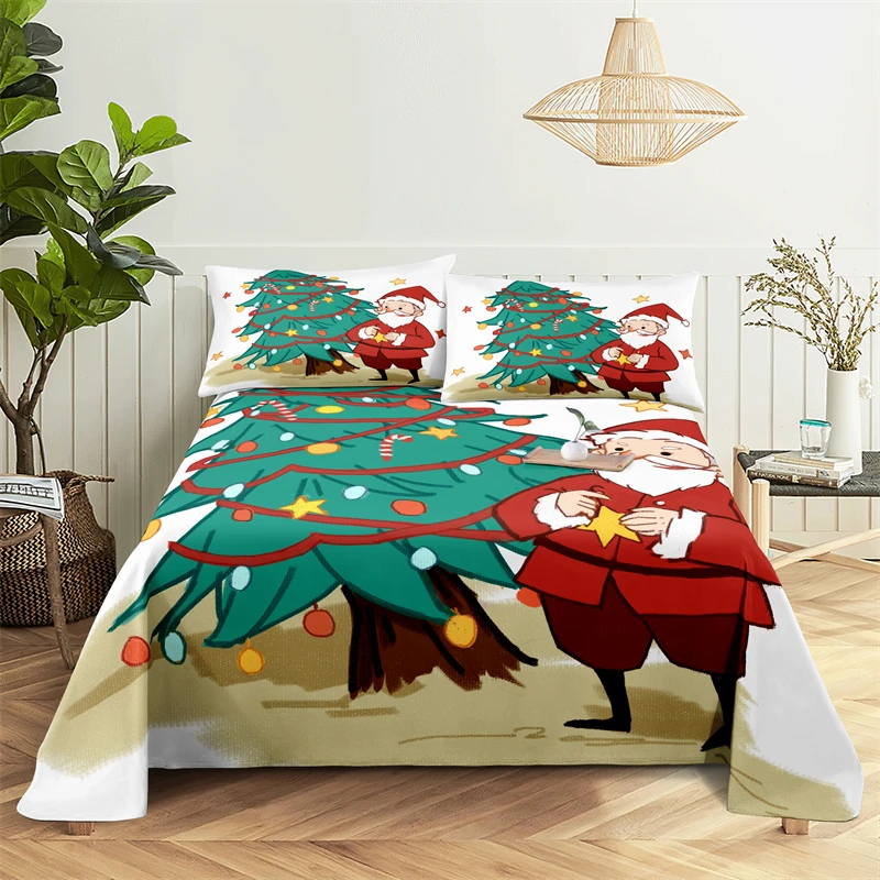 

Santa Claus 0.9/1.2/1.5/1.8/2.0m Bedding Set Bed Sheets and Pillowcases Bedding Bed Flat Sheet Bed Sheet Set