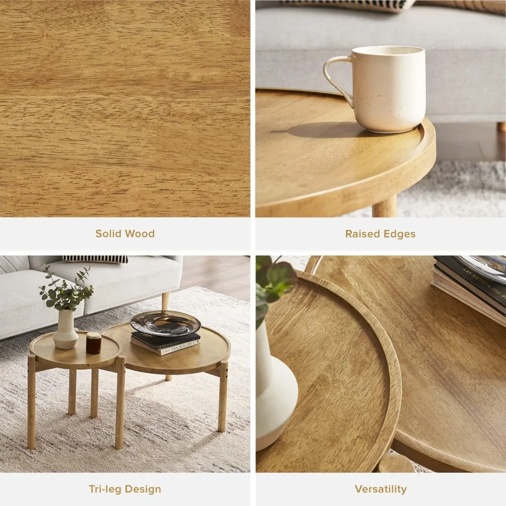 Service à café, chêne manguier, rond