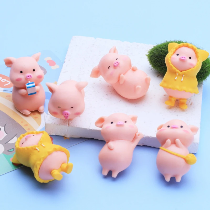 1Pcs Cute Cartoon Pink Pig Figurine Miniaturas Cream Glue Diy Resin Ornament Home Decoration Garden Accessories 2025 New
