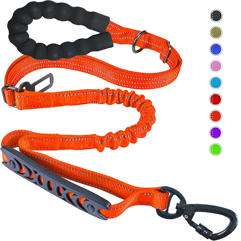 Robuste Bungee-Hundeleine, 4-in-1-Multifunktions-Trainingsleine mit Autositzgurt, Hundezubehör, Hundeleine für mittelgroße Hunde – Detail 1