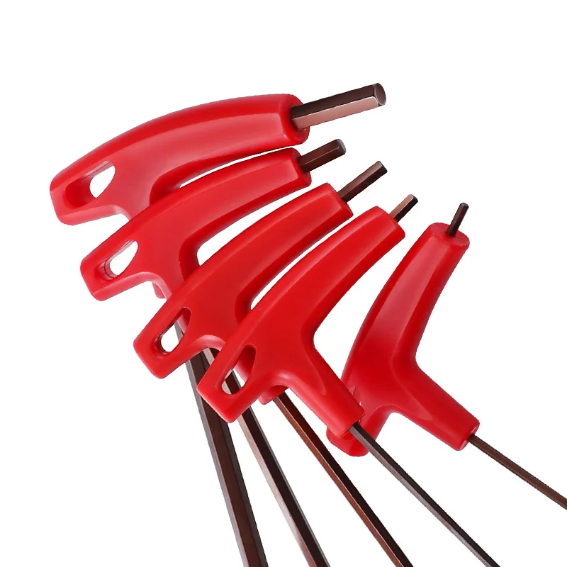 Hex Key T-shaped 3/4/5/6/8mm Chamfer Tip Design T-handle Bicycle Maintenance Tools Double-head Screwdriver Wrench