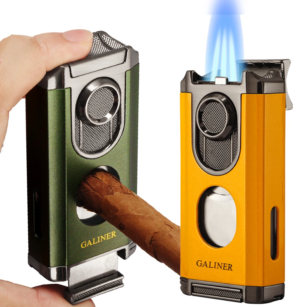 

GALINER Cigar Torch Lighter Butane Gas Torch Lighter With Cigar Cutter Guillotine Portable 2-IN-1 Cigar Tool