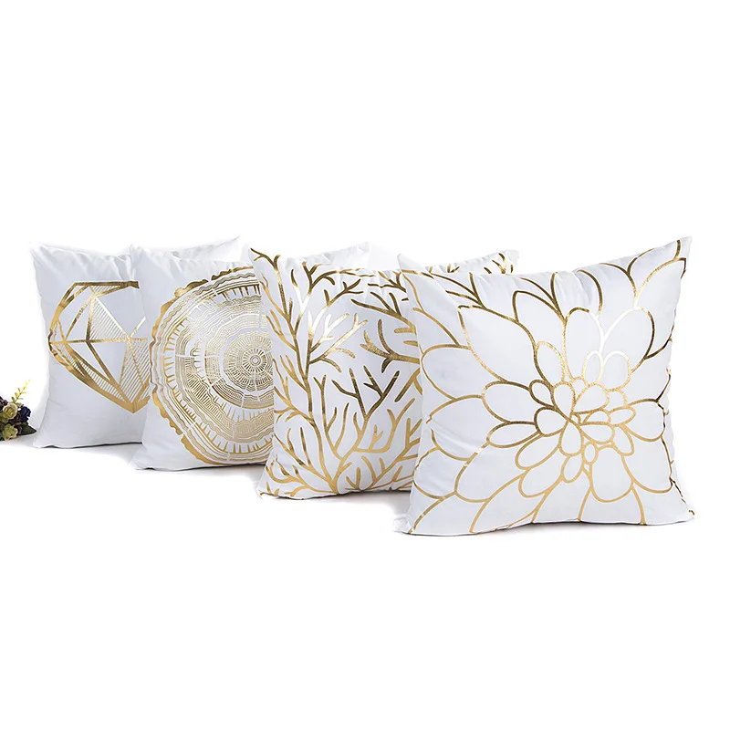 【Buy 3 Get 50% Off】New Bronzing Pillow Cover Branch Flower Pattern Cushion Cover Modern Simple without Core Pillow Cover