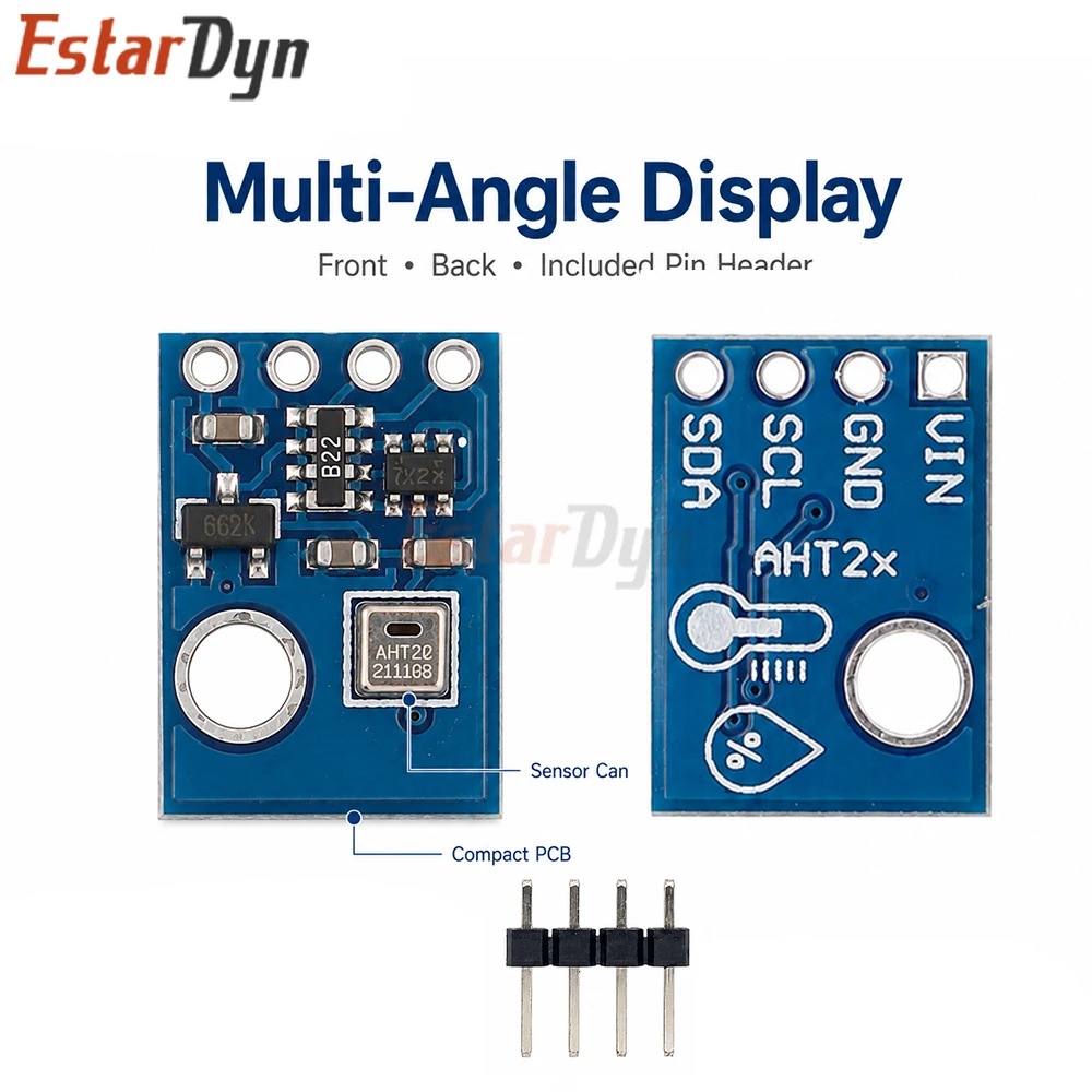 Estardyn AHT20 High Precision Digital Temperature Humidity Sensor I2C Communication Module for Weather Station DIY