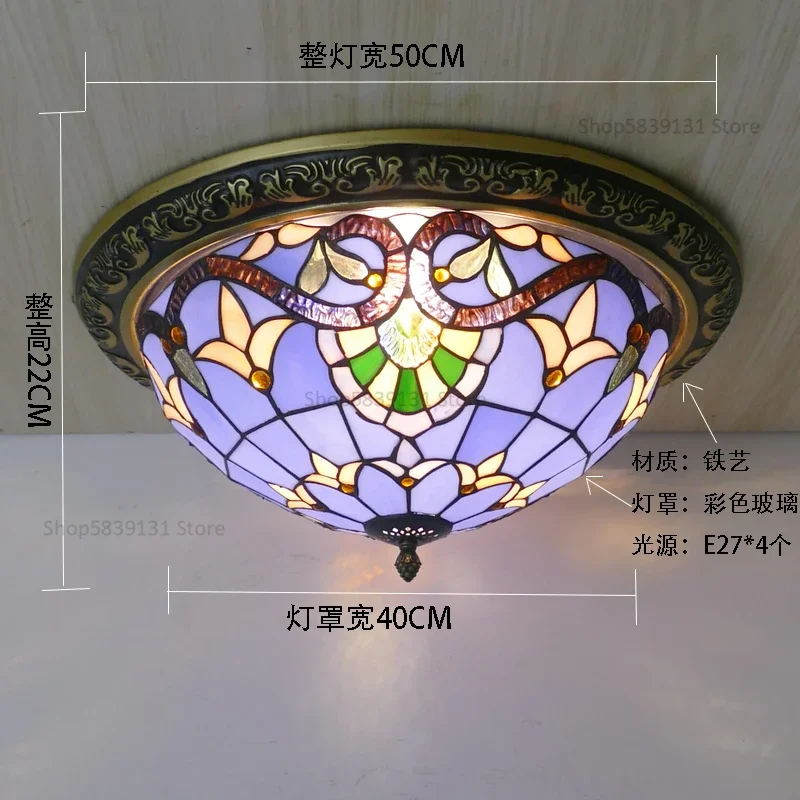 Turkse retro plafondlampen Tiffany lampen Vintage cirkelvormige gekleurde glazen plafond hanglamp woonkamer slaapkamer Art Deco lamp