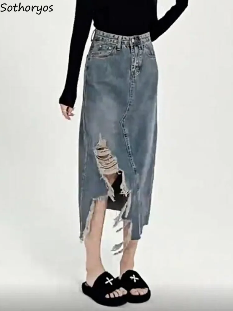 

Denim Skirts Women Asymmetrical Special Creativity All-match Daily Korean Style Spring Cool Basics Delicate New Ladies Simple