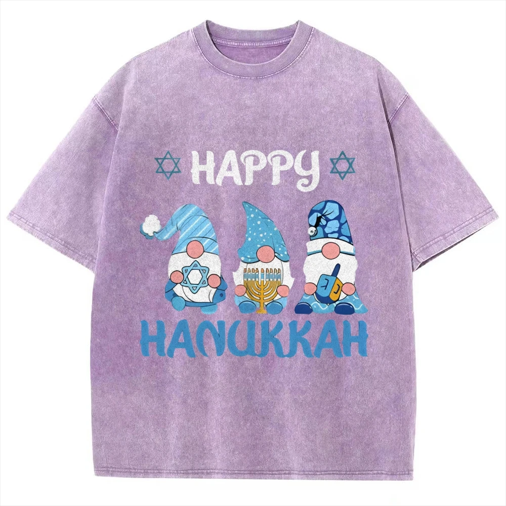 Festival-Them Happy Hanukkah Tee Dwarven Prints Holiday Gatherings Shirt Hanukkah Festivity Tees Family Party Favors y2k Clothes