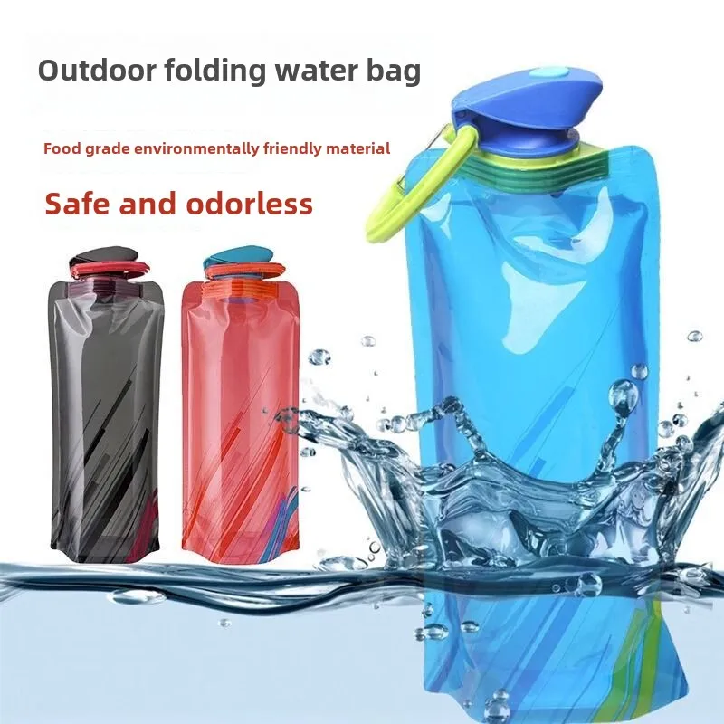 700ml Hiking Camping Reusable Portable Ultra-Light Outdoor Sports Drop Transport Water Bags Foldable Soft Water Bag