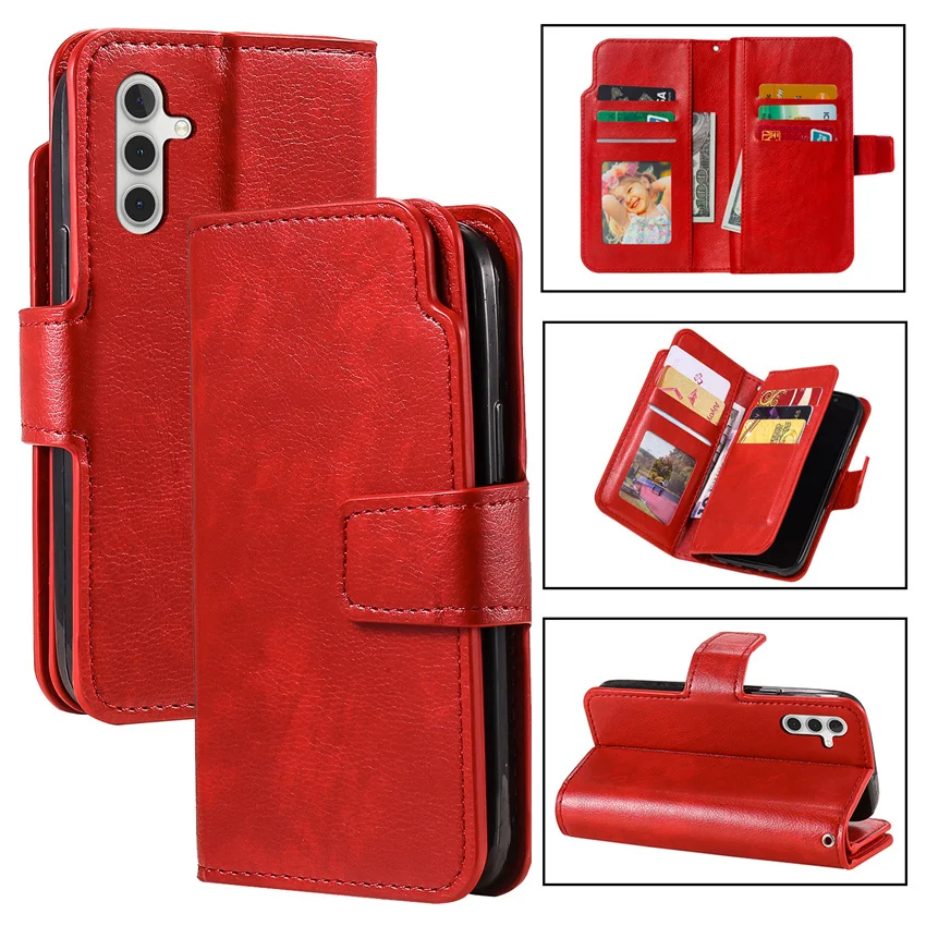 High Grade Wallet Leather Case For Samsung Galaxy A05 A05S A15 A35 A55 A12 A13 A14 A22 A23 A24 A52 A53 A54 Flip Cover Card Slots