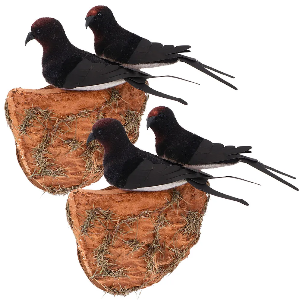 

2Sets Elegant Swallow Nest Decoration for Outdoor Indoor Use Garden Tree Balcony Wall Home Decor Simulation Bird Nest Ornament