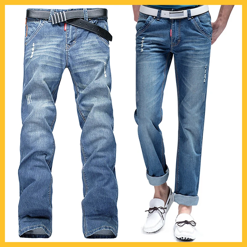 

Summer Oversize Jeans Men washed jeans mens ripped denim Casual straight Pants mens Baggy jean man Denim Shorts For Men