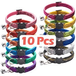 10Pcs Wholesale With Bell Collars Delicate Safety Casual Nylon Dog Collar Neck Strap Colorful Adjustable Bell Pet Cat Dog Collar