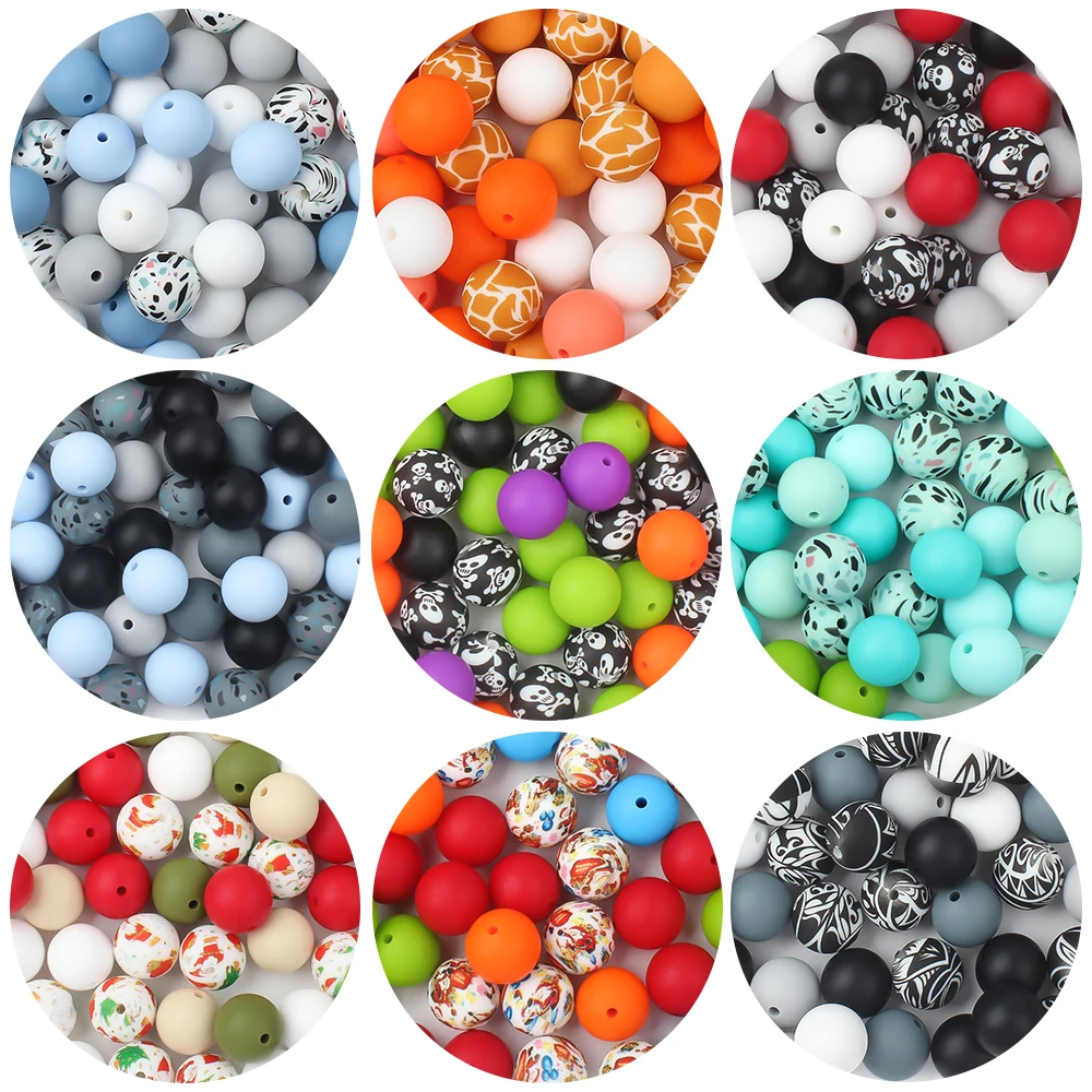 35Pcs 12MM Baby Round Silicone Beads For Jewelry Making DIY Pacifier Chain Beaded Pen Food Grade Colorful Accessorie Set