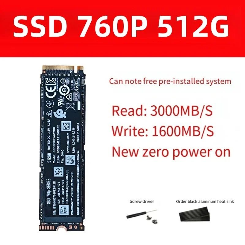 Original For  Intel 760P 512G 128G 1T NVME M.2PCIE 3.0m2 SSD notebook desktop Internal Hard Drive Disk for laptop desktop