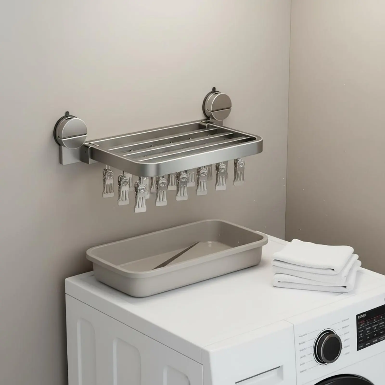 Multi-Clamp Laundry Hanger Windproof Suction Cup Drying Rack Folding Clothes Rack No Drill Household Storage Heavy Duty view 5
