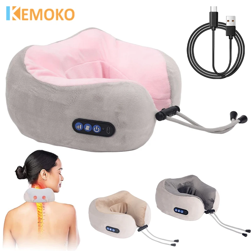 

Электрический массажер для шеи Шиацу с подогревом и вибрацией, 3D-массаж, U-образная подушка для снятия боли в плечах и шее, снятия усталости, для здоровья