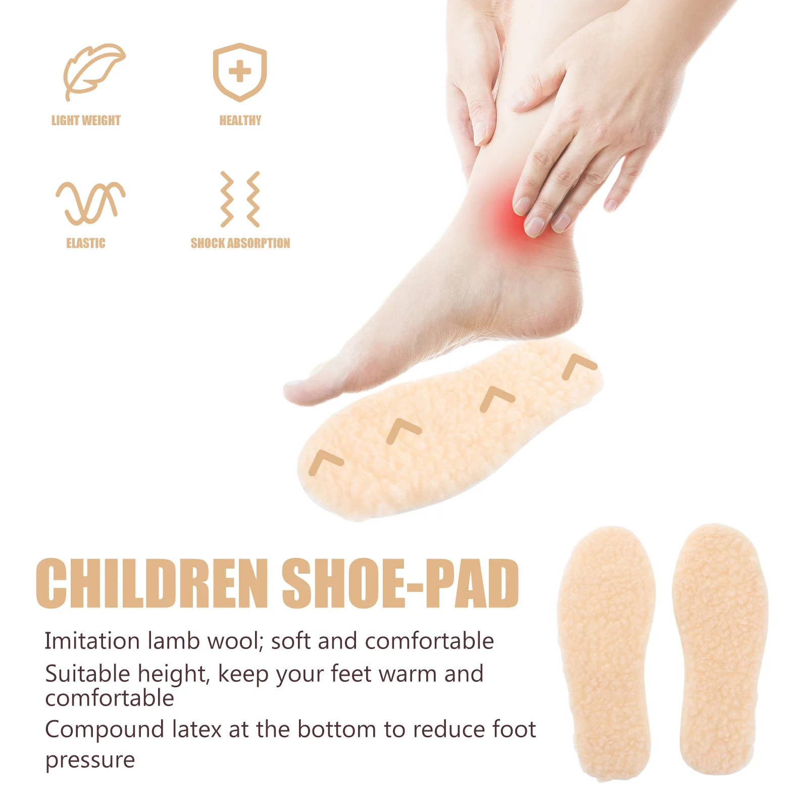 

Children's Insoles Shoes for Kids Imitation Lamb Hair Bottom Warm Breathable Wool Comfortable Baby