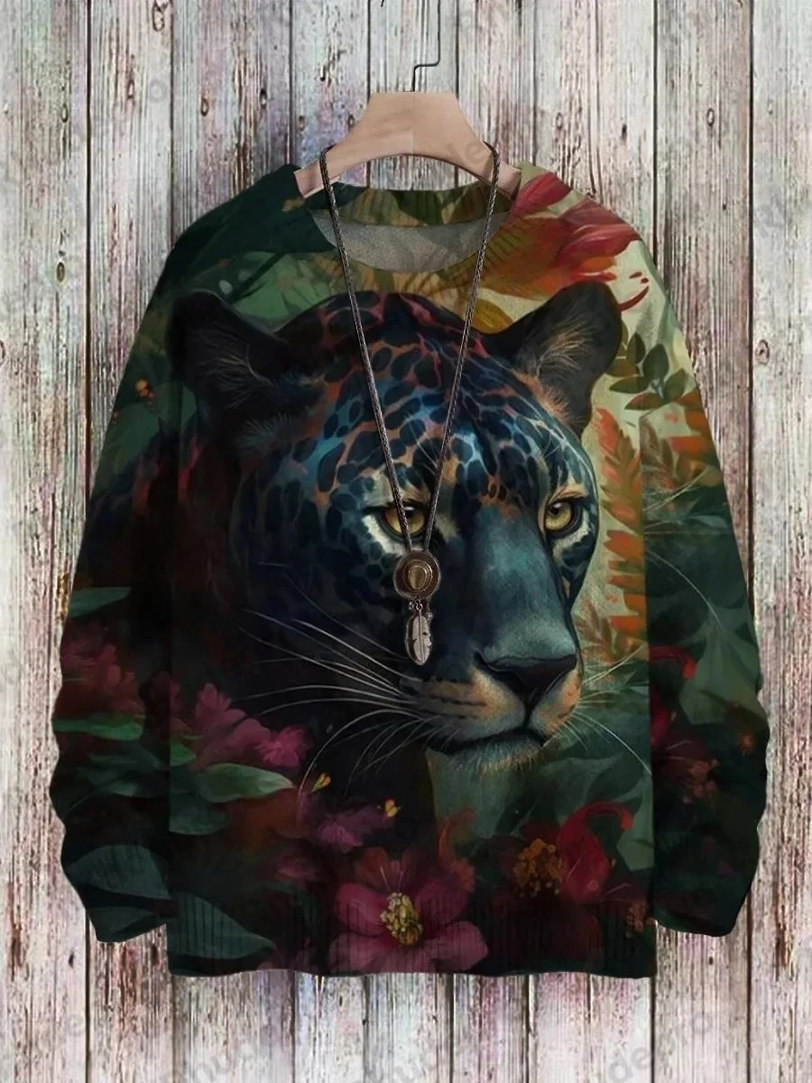 Men's Sweater Fun Cat Tree Pattern Pullover Print Casual Sweater Simple Trendy Art Pattern 3D Printed Crewneck Knitted Sweaters