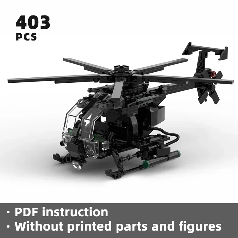 iconic AH6 little bird helicopter bricks special operations light armed helicopter blocks US army killer egg moc building unique