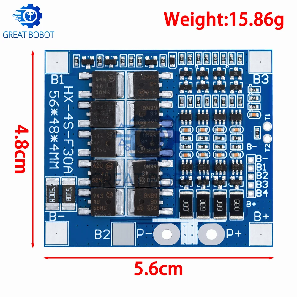 BS BMS 4S 3.2V 3.7V 30A LiFePO4 / Lithium Battery Charge Protection Board 12.8V 14.4V 18650 32650 Battery Packs With Balance