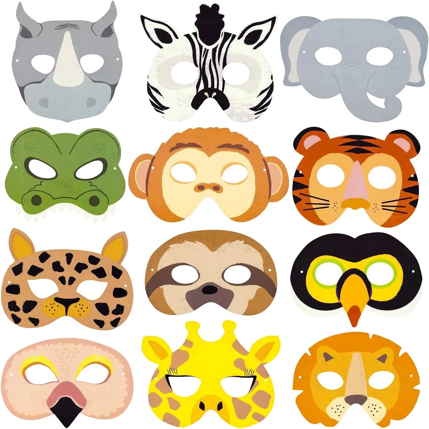 15 Pcs Jungle Animal Masks Birthday Party Dress-Up Masks Eco-Friendly Themed Supplies Costume Parties Masks