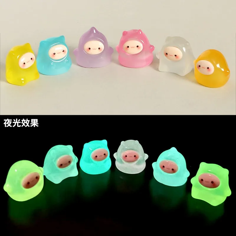 12PCS Random 6 Colors Glow in Dark Mini Fairy Resin Charms Purple Pink Blue Yellow Translucent Flatback DIY Decor
