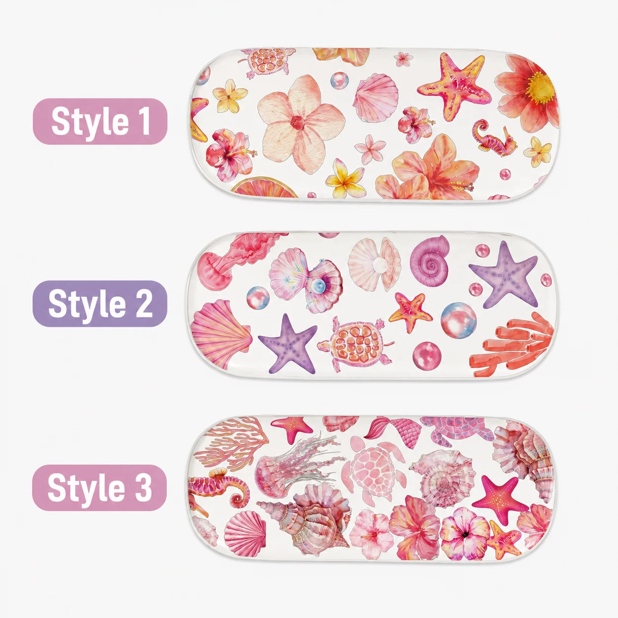 Ocean Floral Hard Eyeglasses Case, Portable Protective Sunglasses Storage Box for Women, Travel Handbag Home Office - view 5