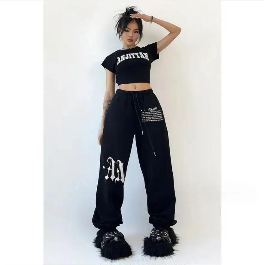 

American Vintage Letter Print Sweatpants Women Spring Autum Fashion Jogging Pants Hip Hop Punk Clothes Girl