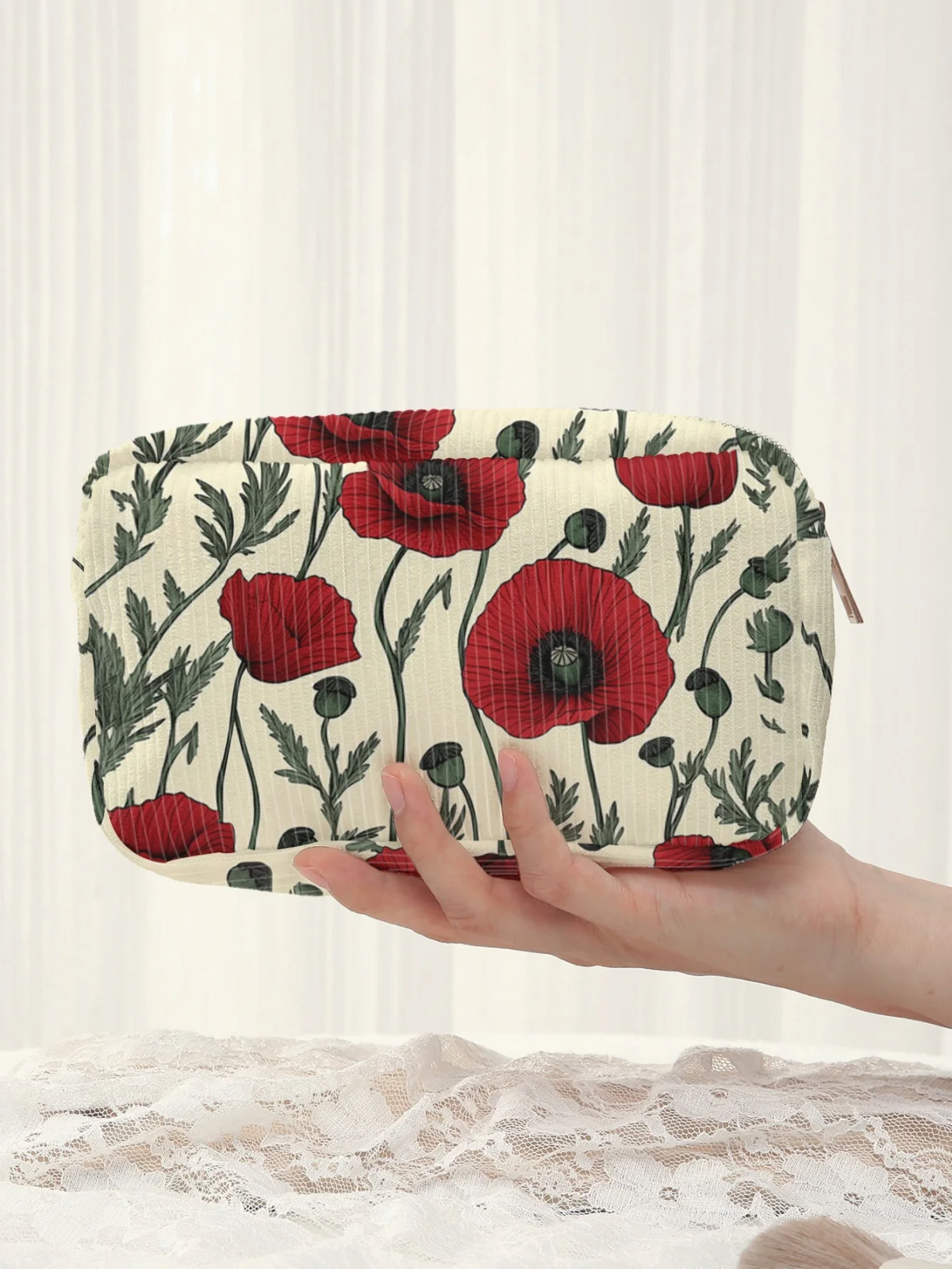 

Косметичка с рисунком красного макового поля, вместительная дорожная сумка для туалетных принадлежностей, женская сумка для хранения косметики.