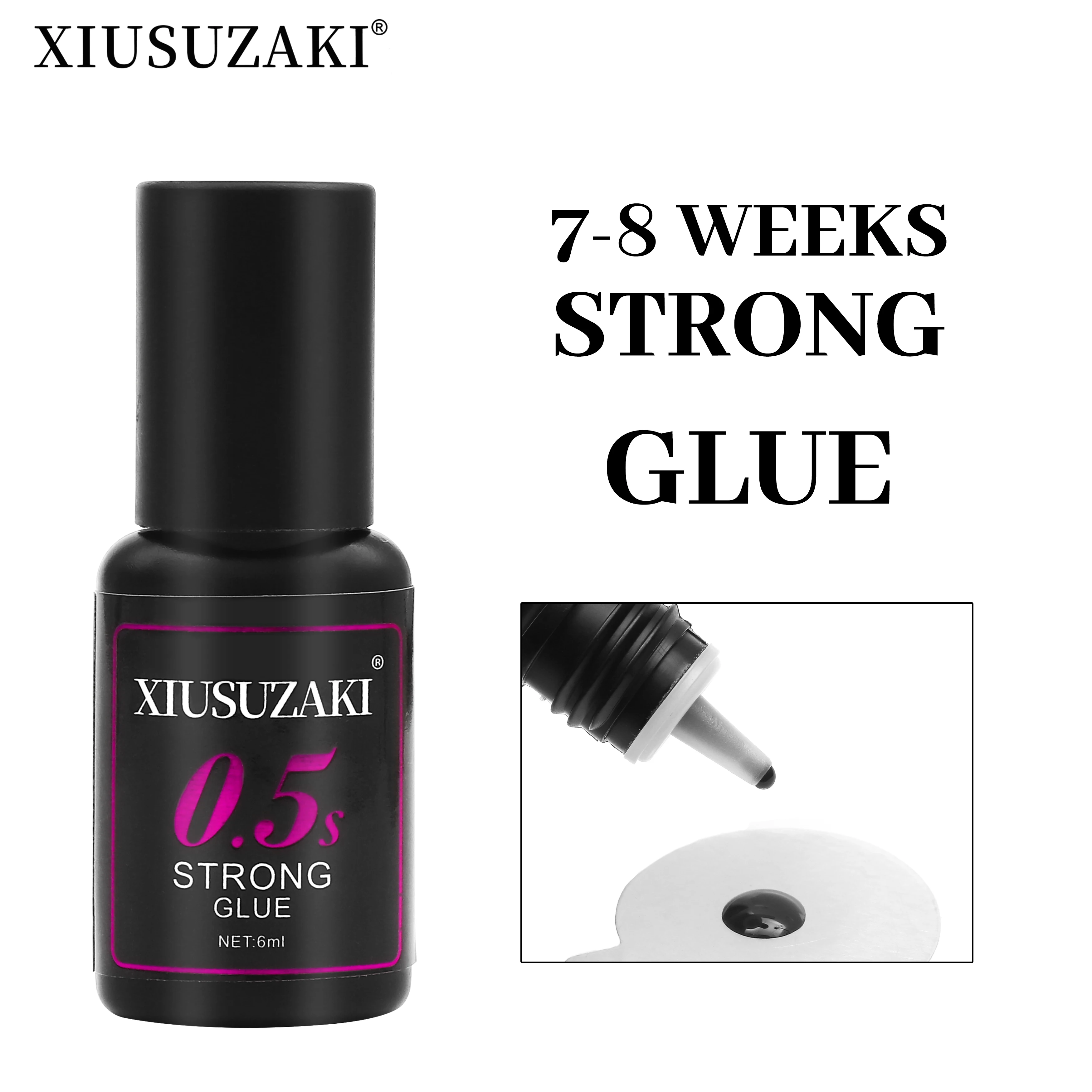 XIUSUZAKI pegamento de secado rápido para extensiones de pestañas, adhesivo profesional para pestañas postizas, herramientas de maquillaje, tienda de belleza, 6ml, 1 segundo