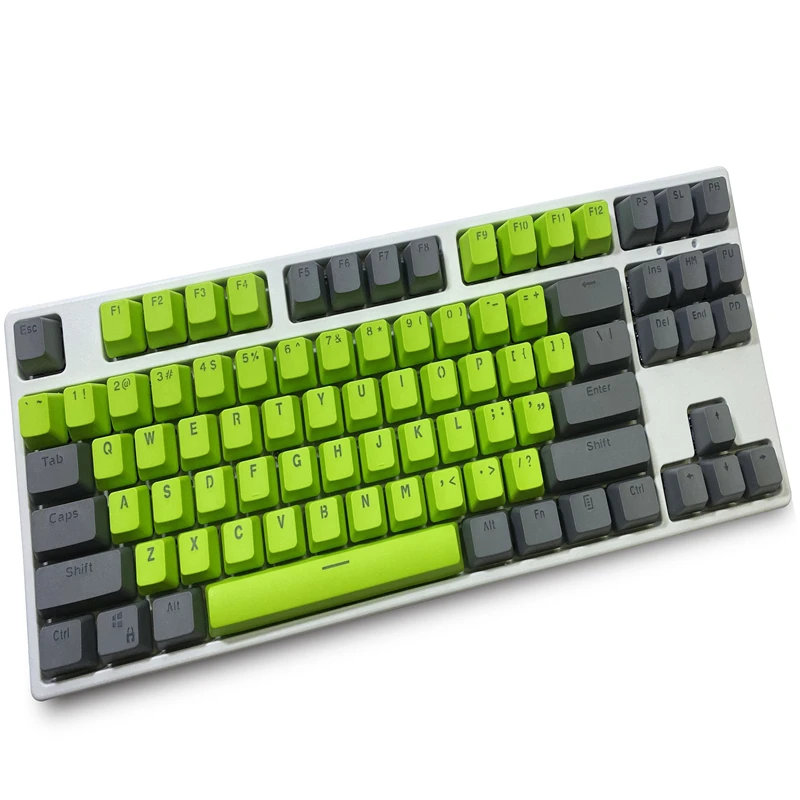 

(Only Sold Keycaps)Grey Green 87 keys PBT Backlight Keycaps OEM Profile Wooting Double Shot Mechanical Keyboard Keycap