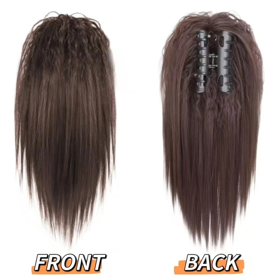 قصيرة مستقيم الاصطناعية مخلب كليب ذيل حصان الشعر التمديد مع حجم الجذر بيرم الطبقات ذيل حصان شعر مستعار مع انتزاع كليب للنساء #6