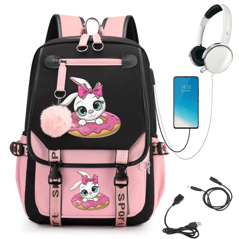 

Girls School Backpack Bags Cartoon Rabbit Teenager Girls Bookbag Laptop Travle Bagpack Kawaii Backpacks Primary Students Bags