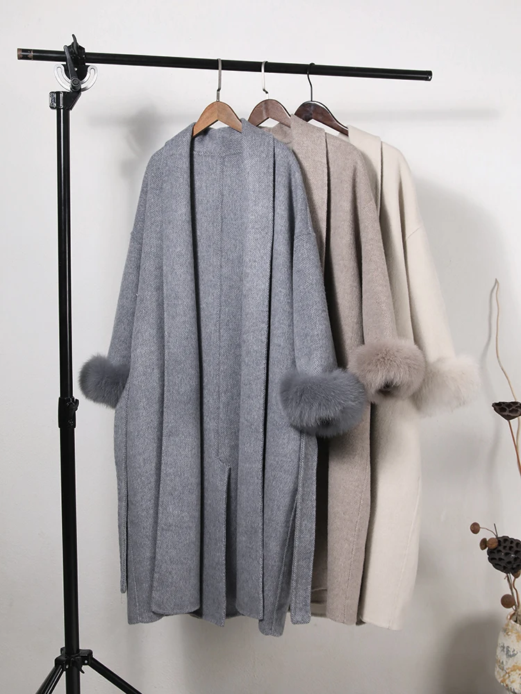 [EWQ] Chic 100% Wool Thick Long Woolen Coats Women 2024 Autumn Winter Double-faced Cashmere Jacket Big Size Overcoats 16U6790