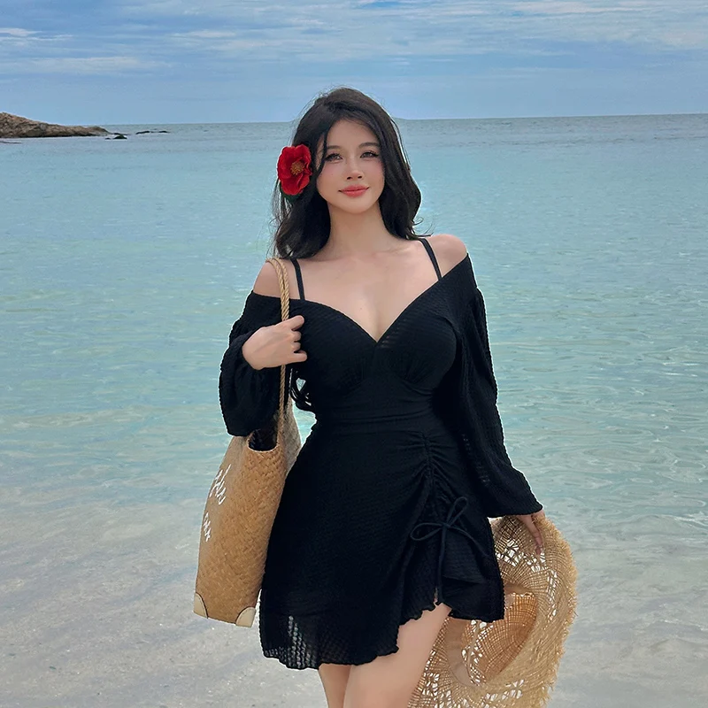 2026 1 Pieces Swimming Suits Plus Size Swimwear Push Up Women Swimdress Padded Halter Beach Dress Tummy Control Bathing Suit