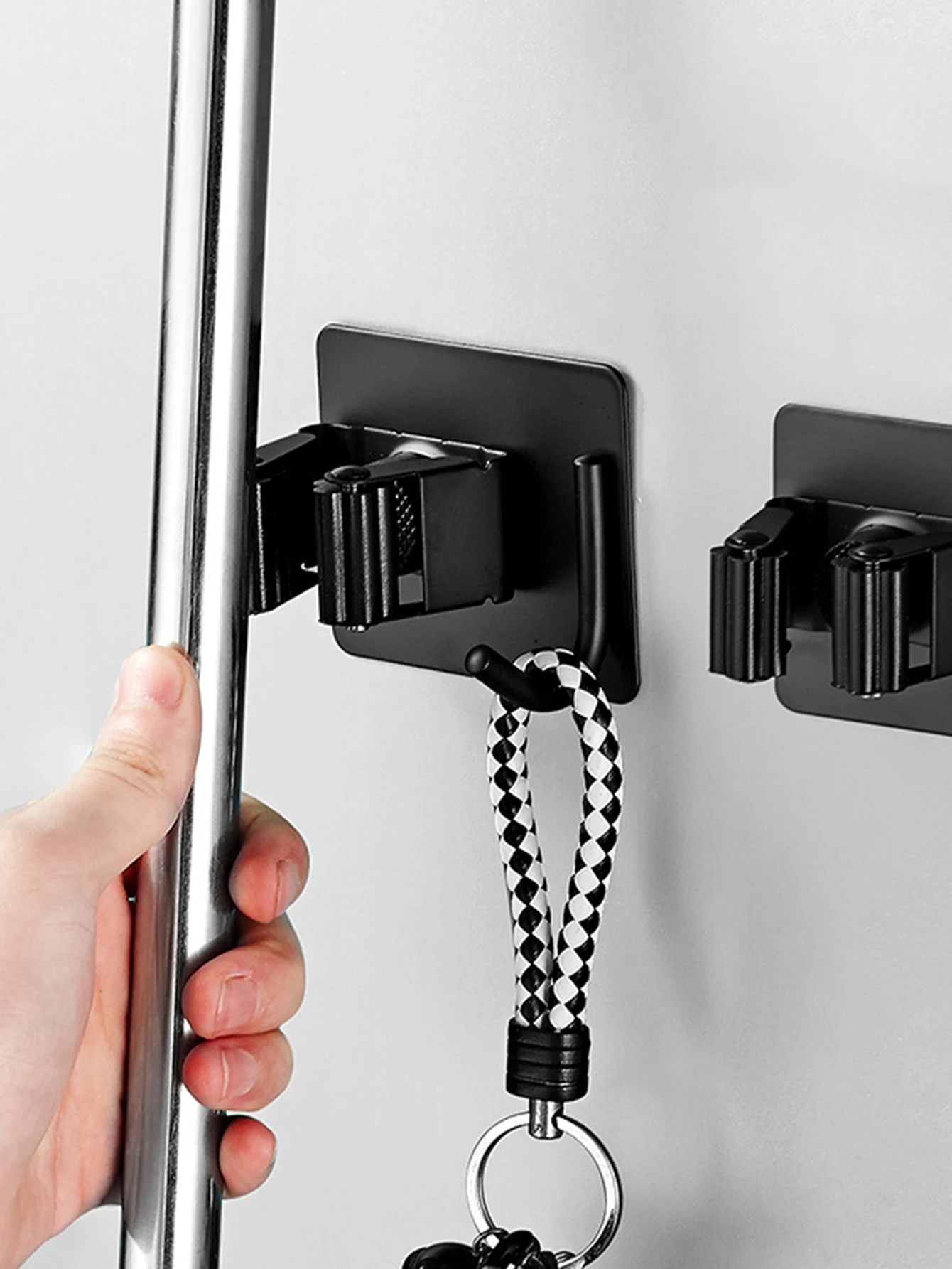 304 Stainless Steel Mop Holder Hook Wall Mounted Mop Organizer Rack Brush Broom Mop Hanger Kitchen Bathroom Storage Strong Hook