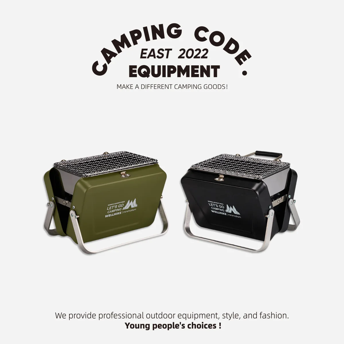 Mini Foldable Outdoor BBQ Grill, Removable Portable Camping Barbecue Grill for Picnic Hiking