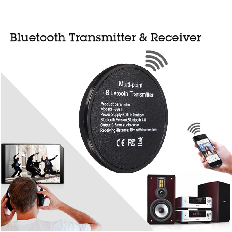 Csr4.0 User-friendly Simultaneous Connections Wireless Freedom Easy Setup Crystal Clear Sound Dual Bluetooth Audio Adapter H366t