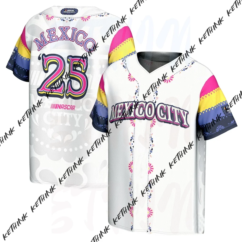 

2026 Новая футболка с 3D принтом, бейсбольный трикотаж Mexico City Race ProSphere, свободная и дышащая футболка большого размера