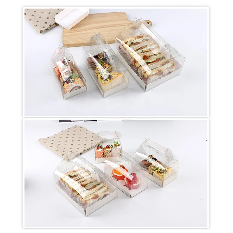 10Pcs PET Clear Cake Box Transparent Packaging Gift Box Cake Baking Clear Plastic Cupcake Box for Weddding Party