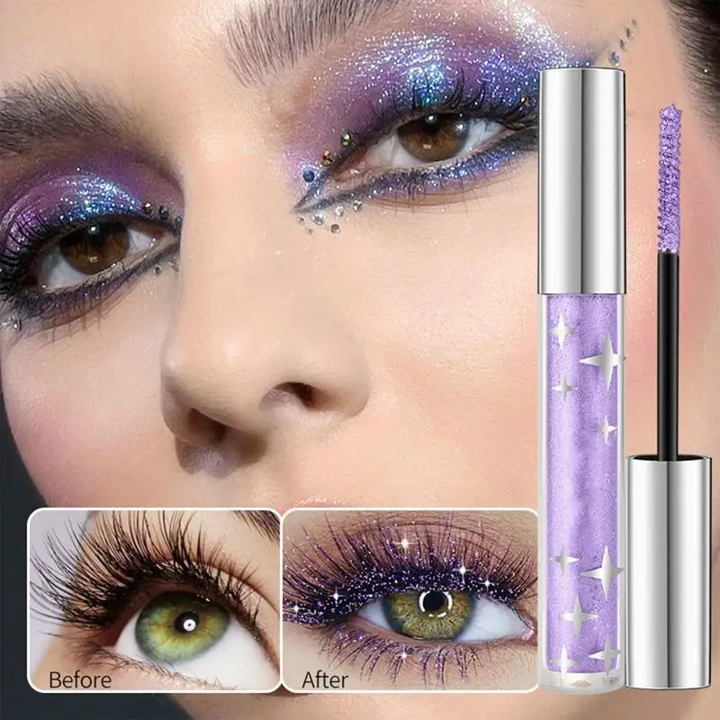 Eyelashes Glitter Mascara Long Lasting Eyeshadow Thick Shiny Eyelash Curling Extension Makeup Sliver Sparkling Makeup