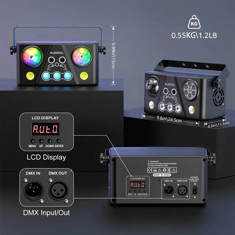 RGB Animatie Beam Scanner Podium 5 IN 1 Effect Laserlicht Projector DJ Disco Bar Club Party Dance Bruiloft Kerst Effect Show Lamp