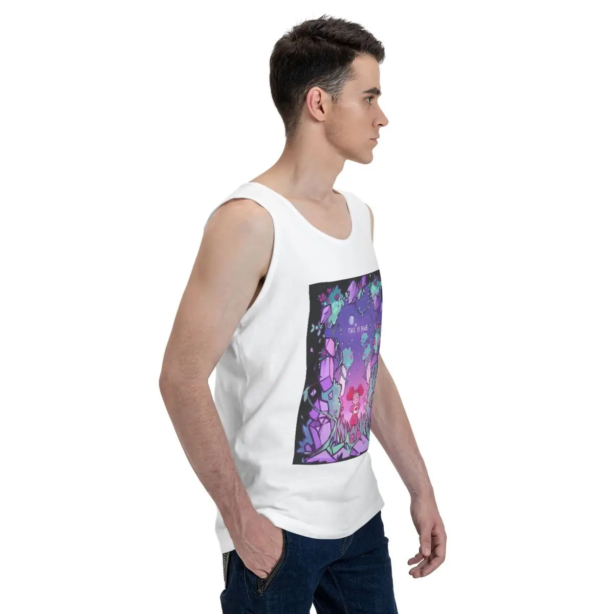 This Is Fine Steven Universe 100% Cotton Men's Sweatshirt Vest Sleeveless Clothing Tees Men Tank Tops T-shirt