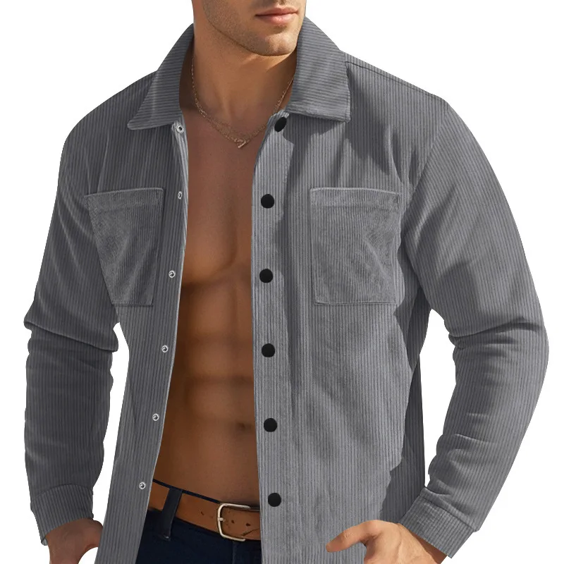 

2024 New Men's Heavy Corduroy Shirt Long Sleeve Shirt Casual Cardigan Jacket